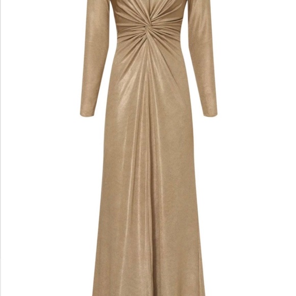 Ralph Lauren Size 0 Nadria Dress gold metallic gown - Picture 2 of 9